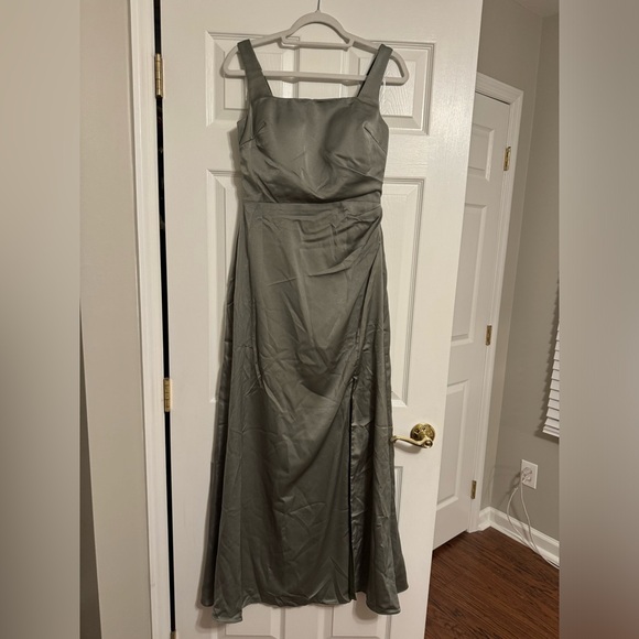 NWT Green Satin Bridesmaid Dress - Picture 4 of 10